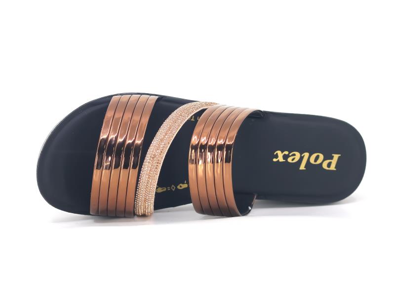 Polex Zenne N502-Z309 Taşlı Çift Ayna Bantlı Günlük Terlik - 2