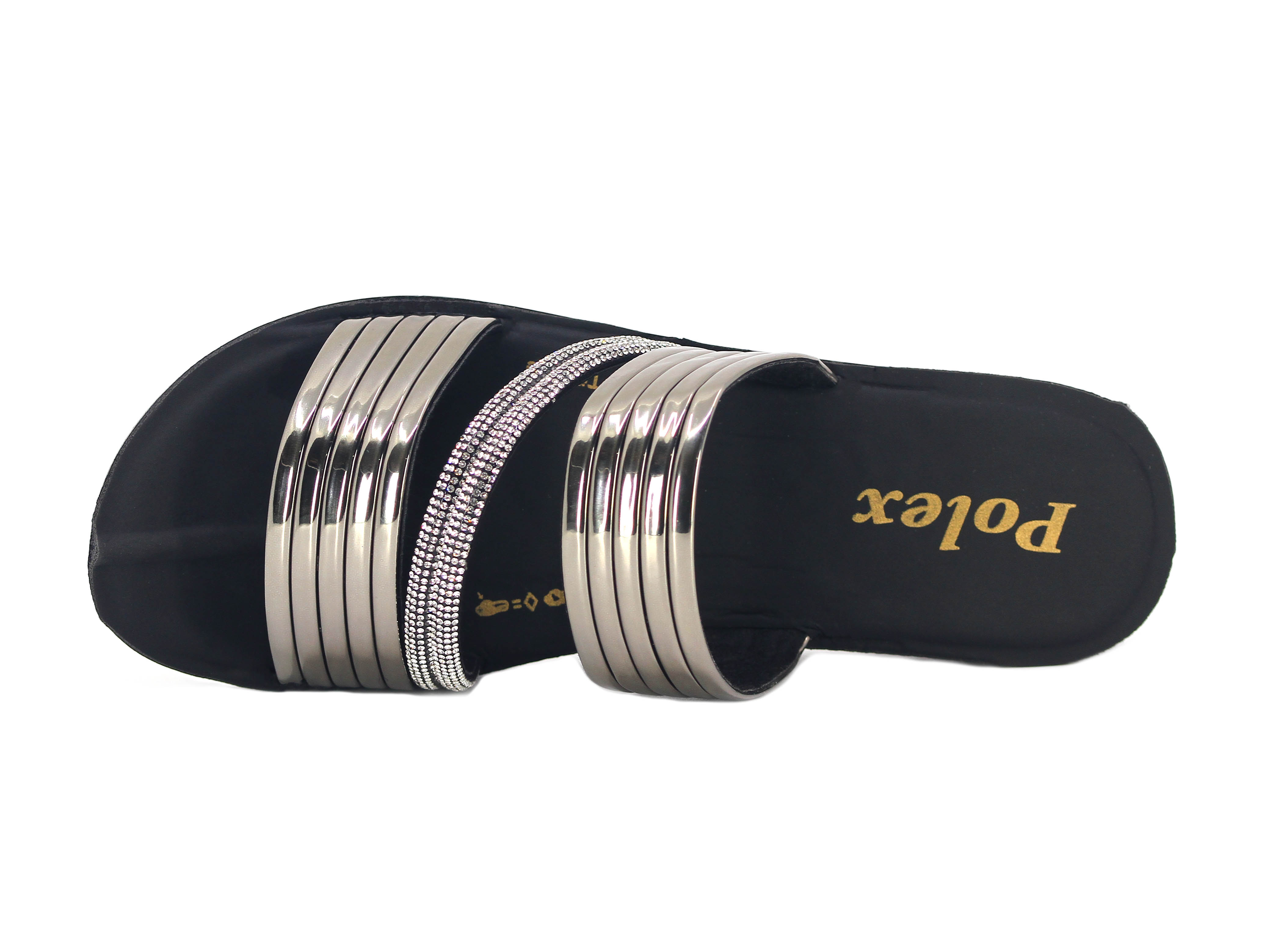 Polex Zenne N502-Z309 Taşlı Çift Ayna Bantlı Günlük Terlik - 2