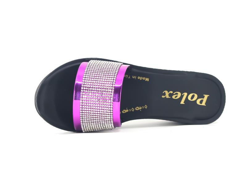 Polex Filet F927 Düz Taşlı Ayna Bantlı Günlük Terlik - 2