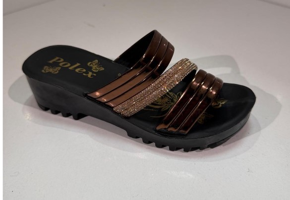 Polex Filet F1411 Çift Bant Şerit Taşlı Günlük Terlik