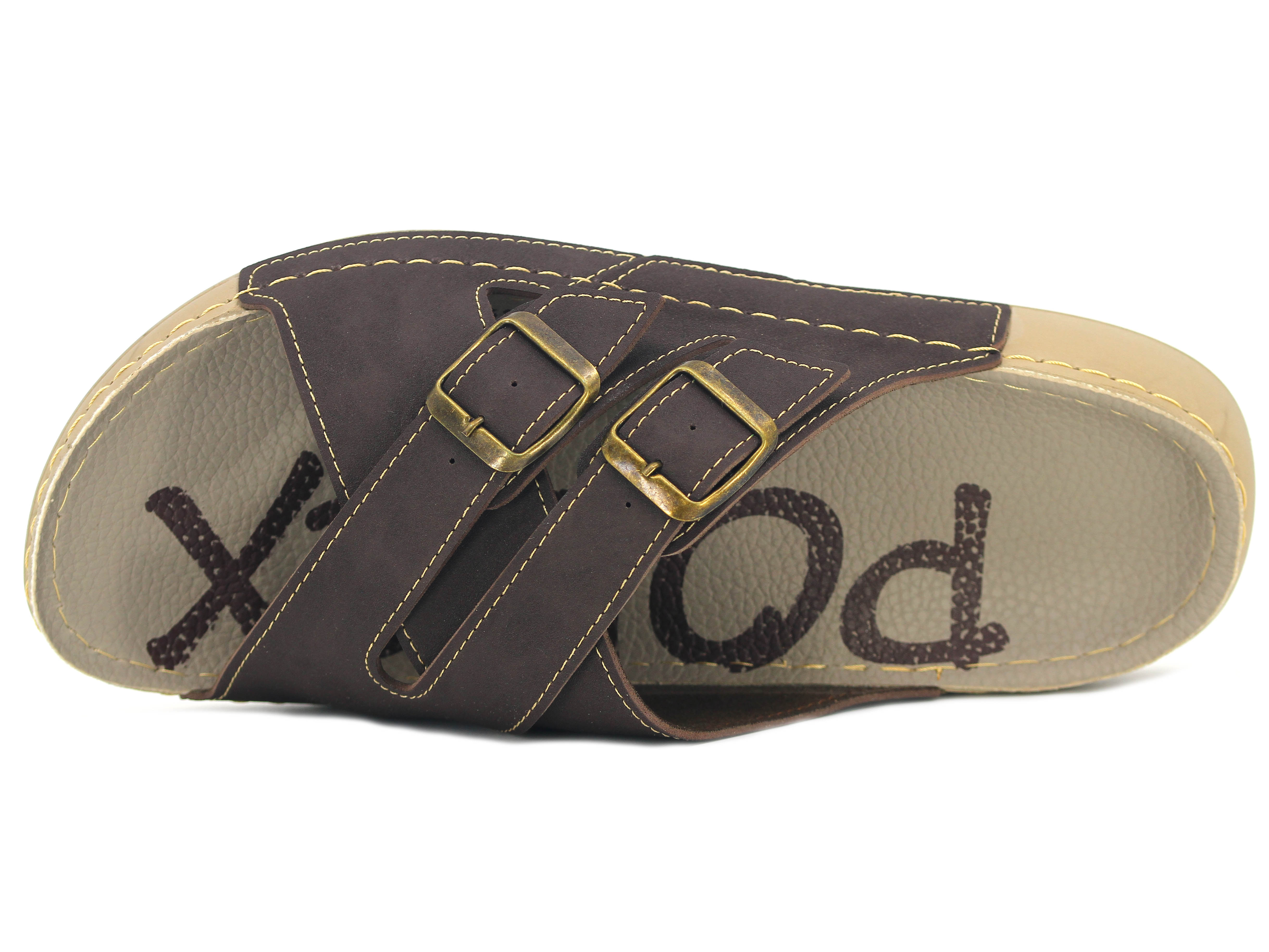 Polex Merdane 20055 Çapraz Çift Toka Spor Taban ED Günlük Terlik - 2