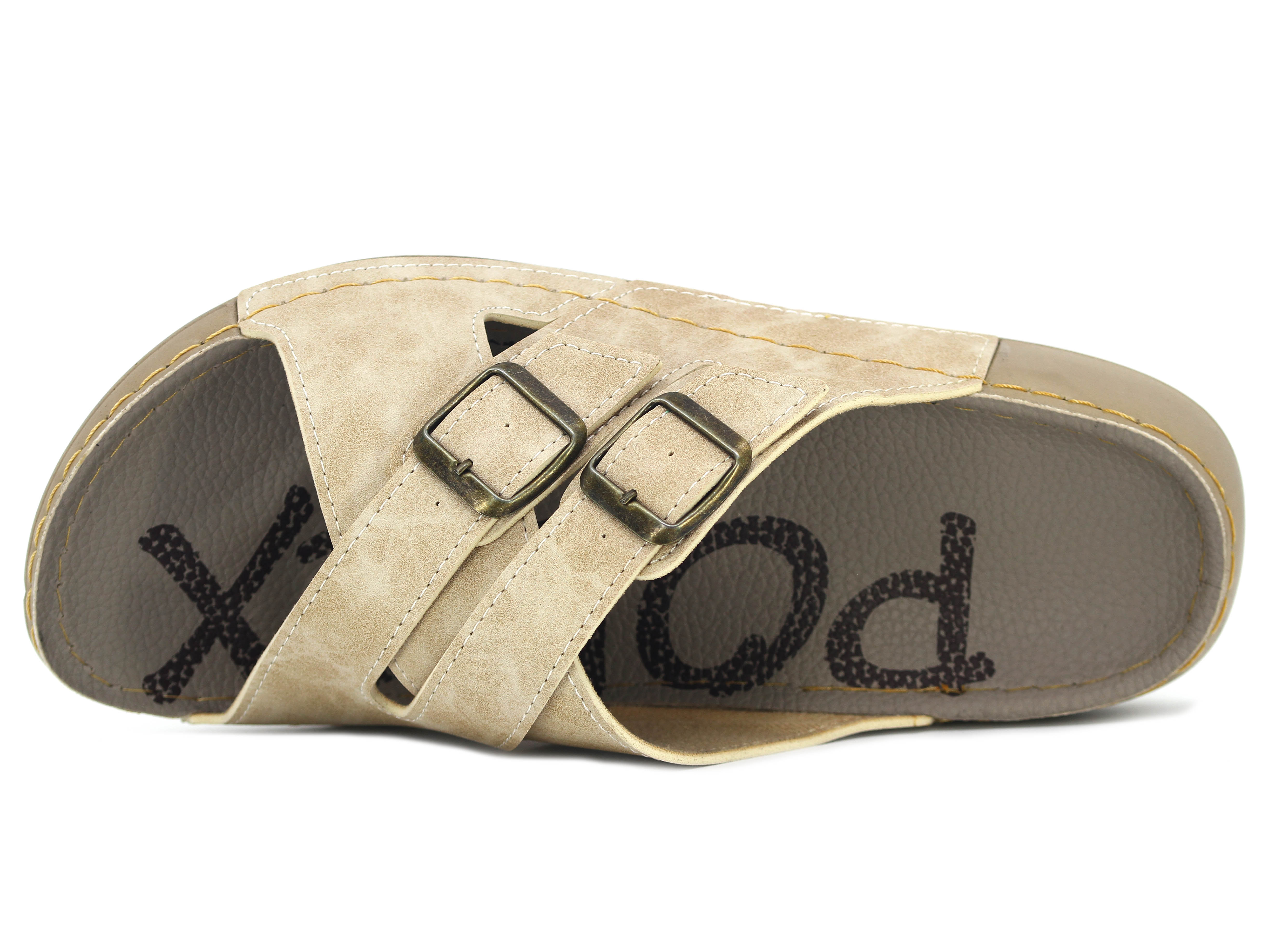 Polex Merdane 20055 Çapraz Çift Toka Spor Taban ED Günlük Terlik - 2