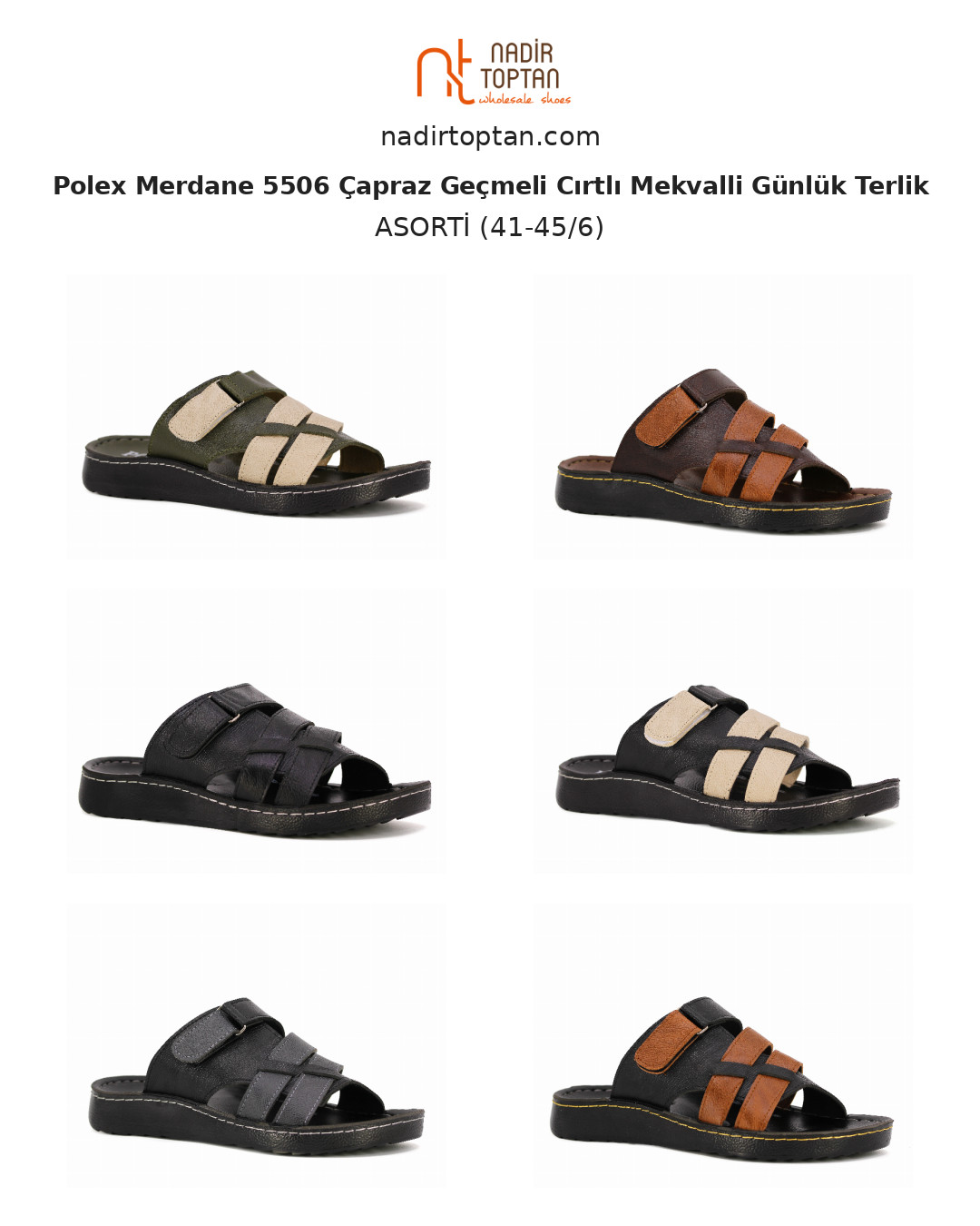 Polex Merdane 5506 Çapraz Geçmeli Cırtlı Mekvalli Günlük Terlik