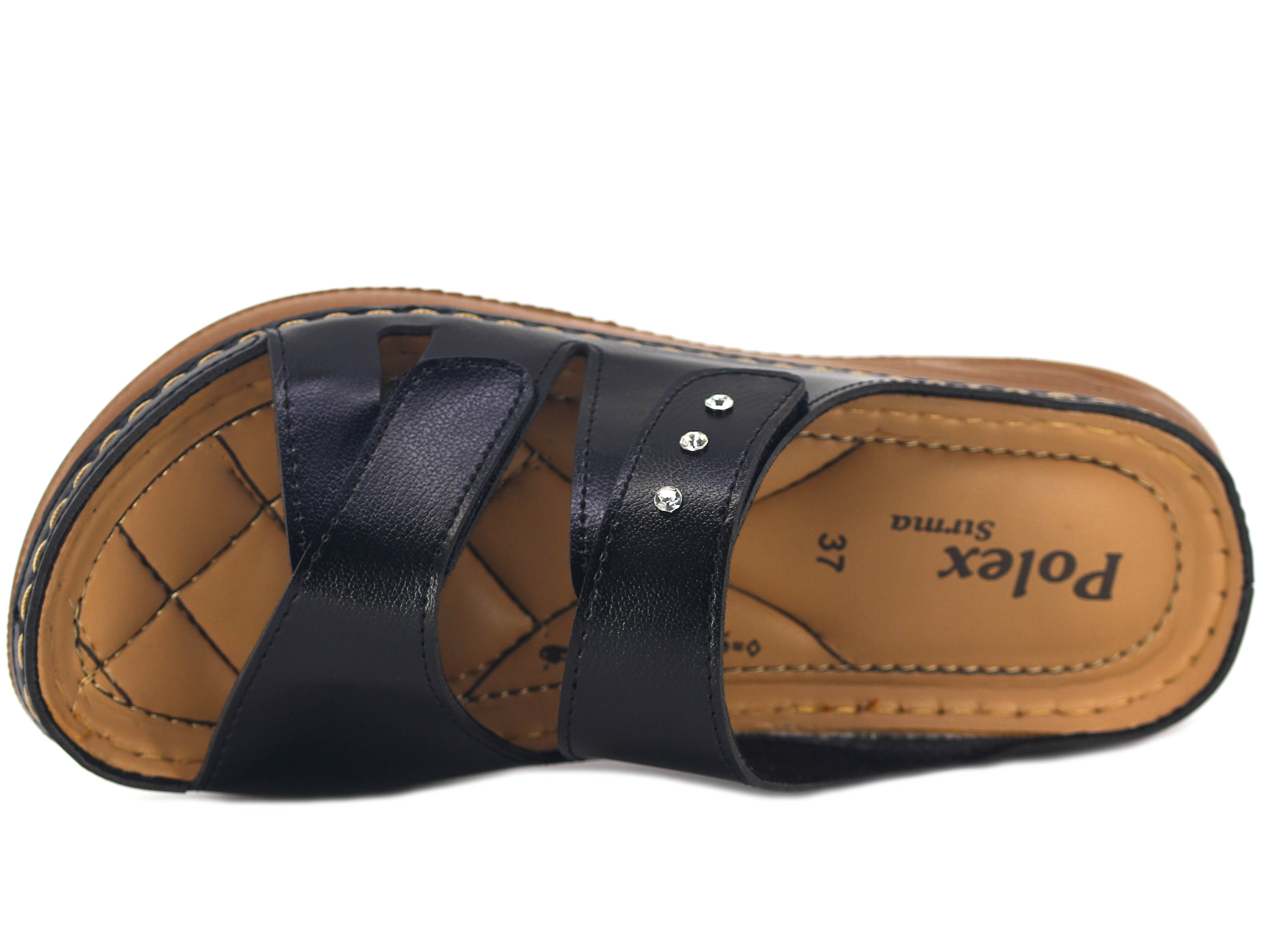 Polex Zenne 463-9 Sırma Çift Bant Taşlı Monta Poşetli Günlük Terlik - 2