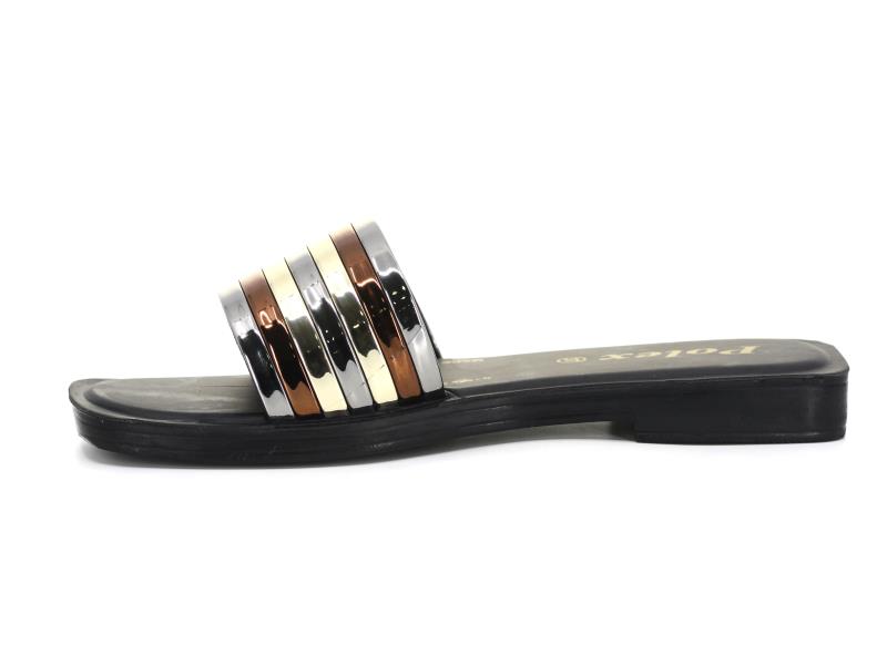 Polex Zenne 6203 Düz Yedi Bantlı Köşe Taban Günlük Terlik - 2