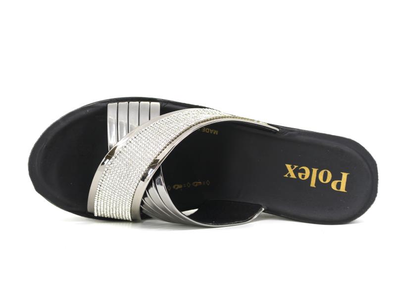 Polex Zenne Z801 Yüksek Taban Çapraz Taşlı Günlük Terlik - 2