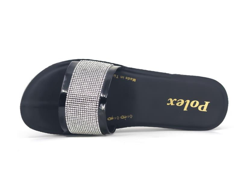 Polex Zenne Z329 Düz Yüz Taşlı Ayna Bantlı Günlük Terlik - 2
