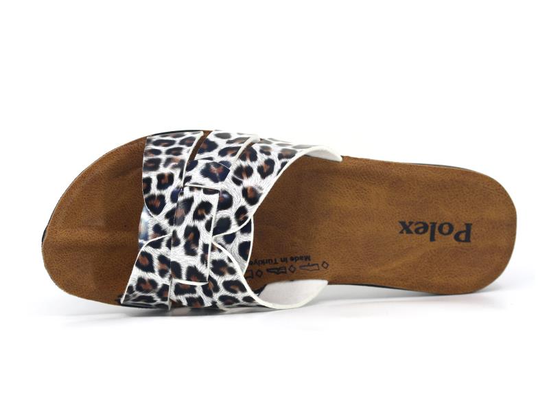 Polex Zenne 5304-C Leopar Desenli Geçmeli Altı Bacak  İnce * Günlük Terlik - 2