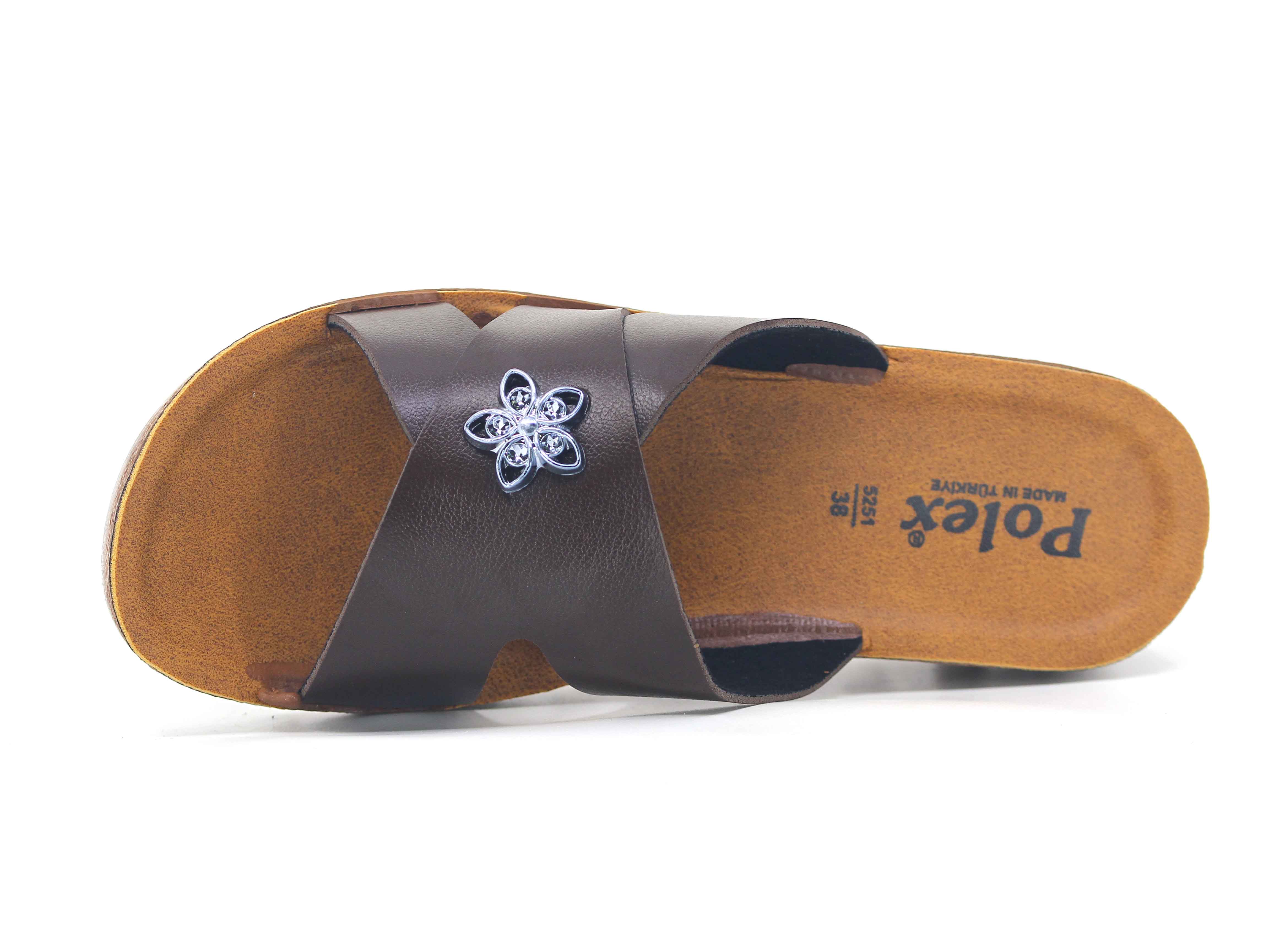 Polex Zenne 5257-C Yan Gül Süslü Traktör Taban Günlük Terlik - 2