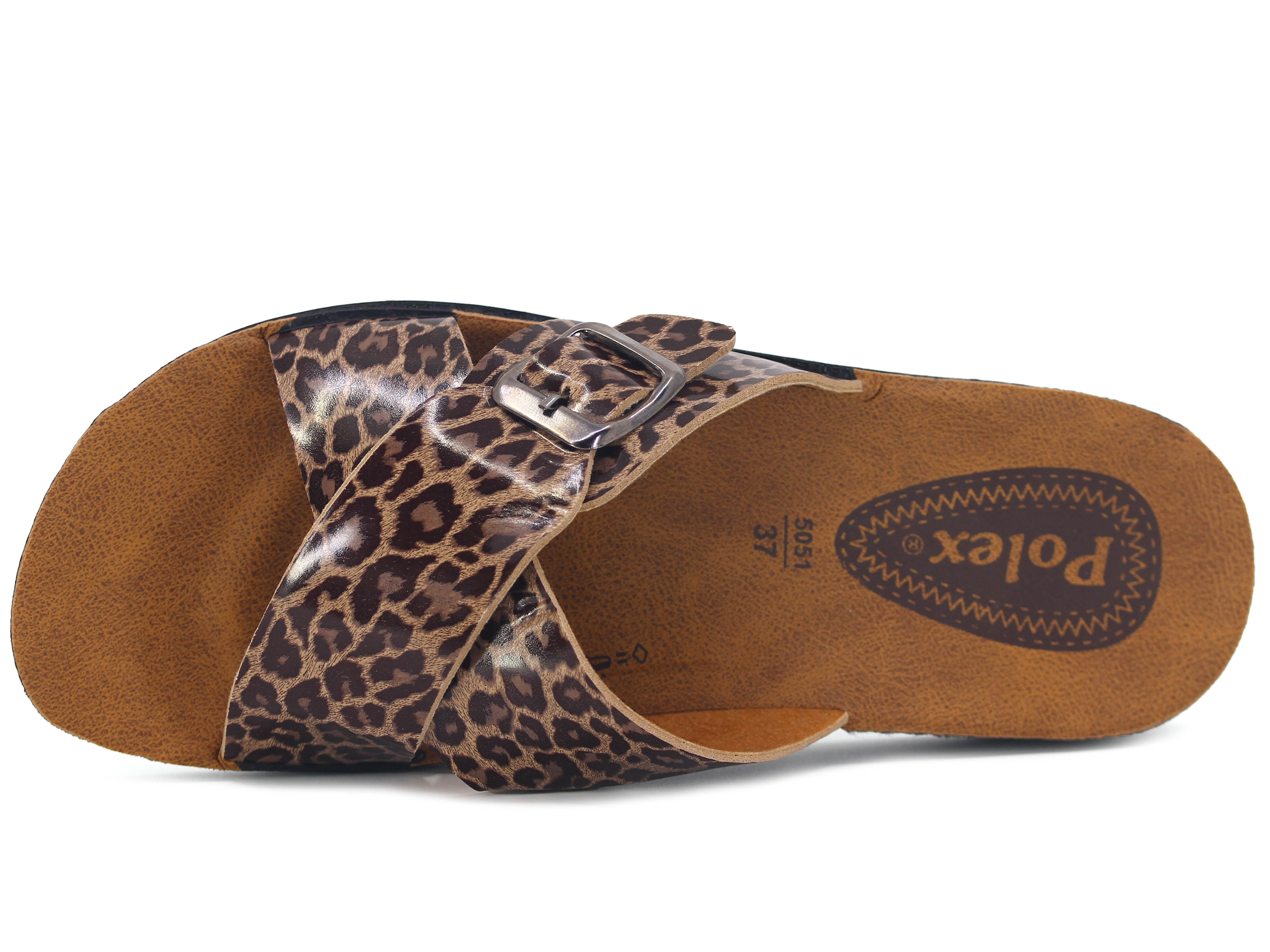 Polex Zenne 5058-C Leopar Desen Çapraz Tokalı * Günlük Terlik - 2