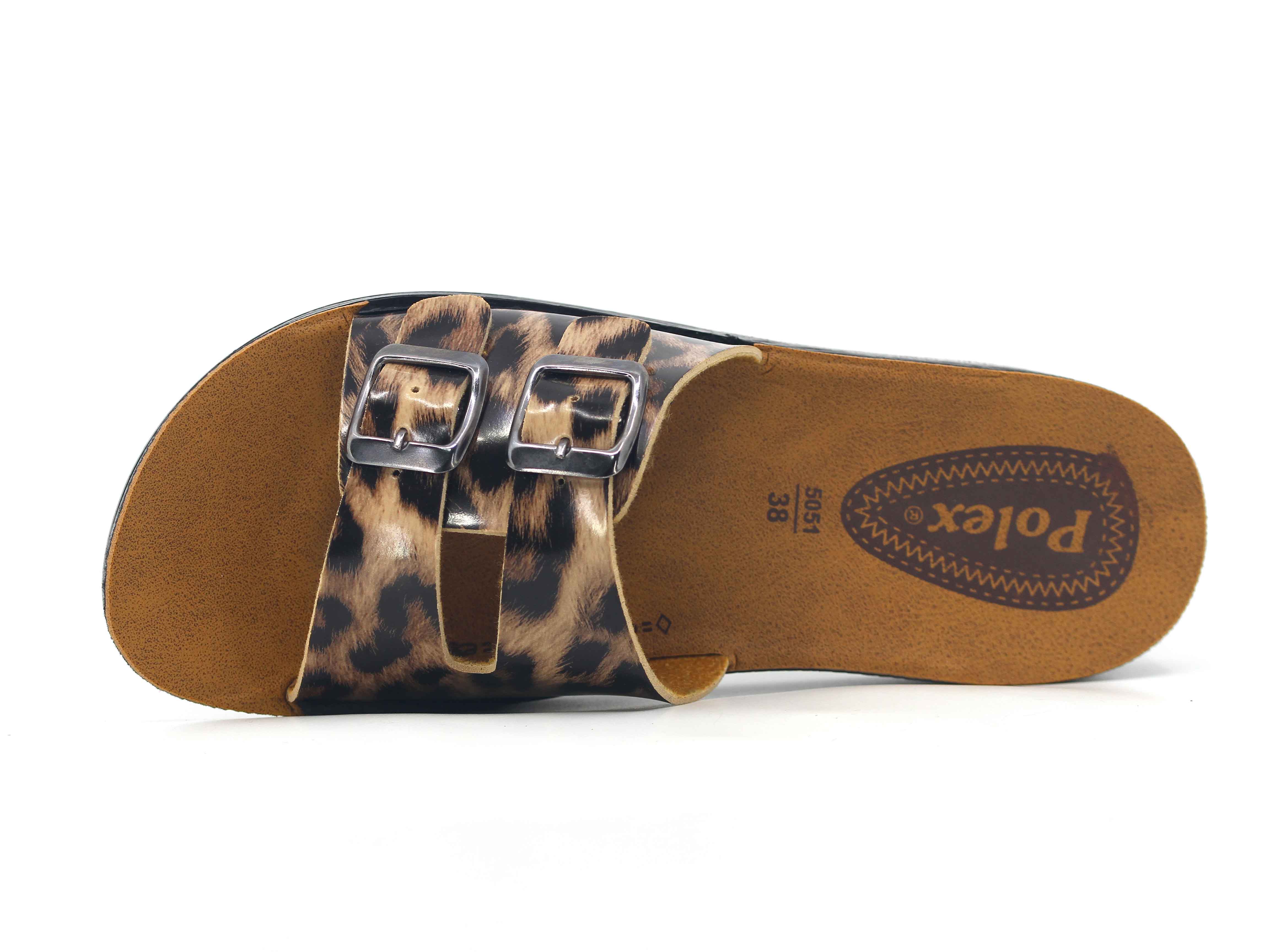 Polex Zenne 5055-C Leopar Desen Yeni Çift Toka * Günlük Terlik - 2