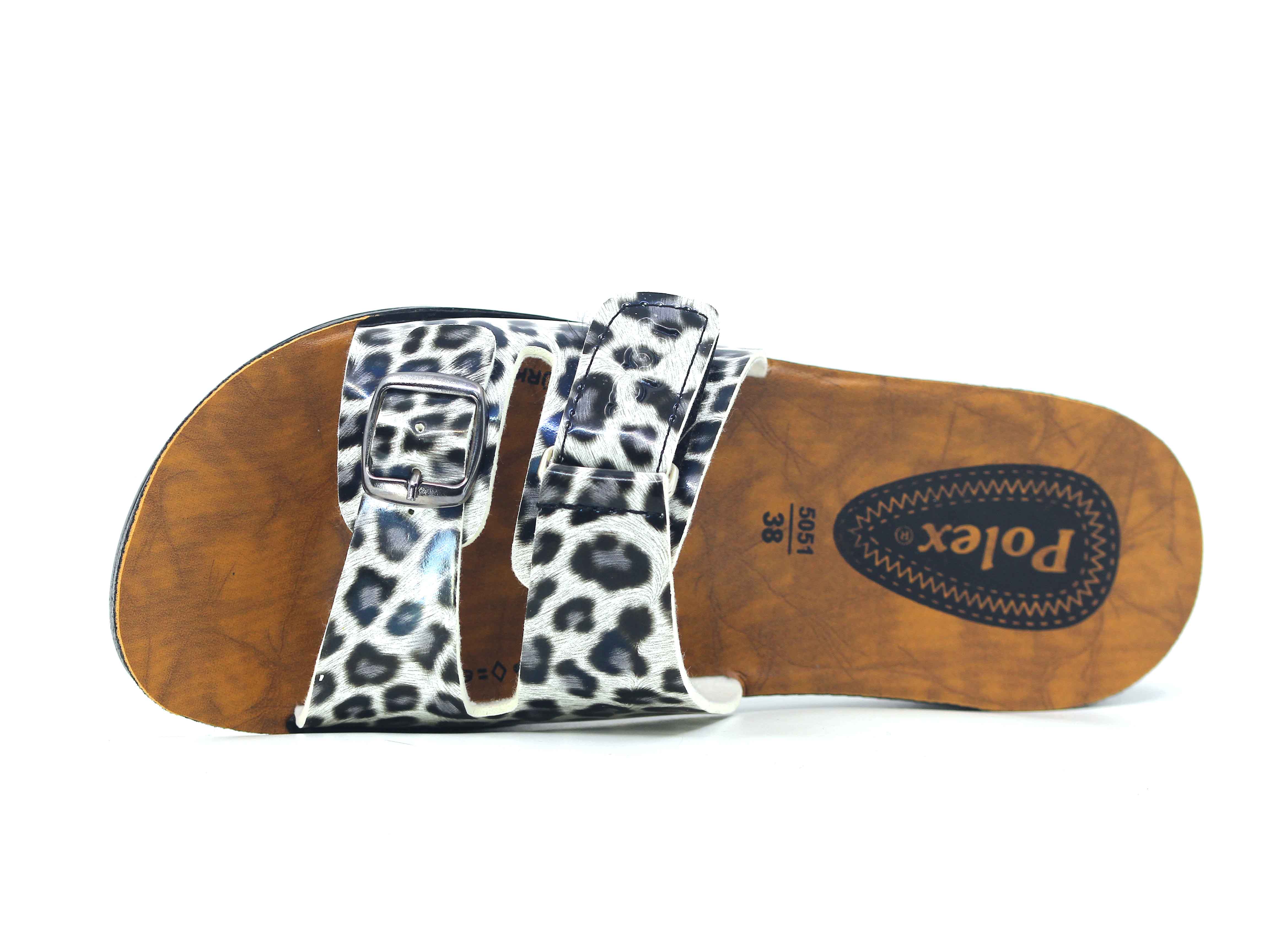 Polex Zenne 5075-C Tek Toka Cırtlı Leopar Desen Günlük Terlik - 2