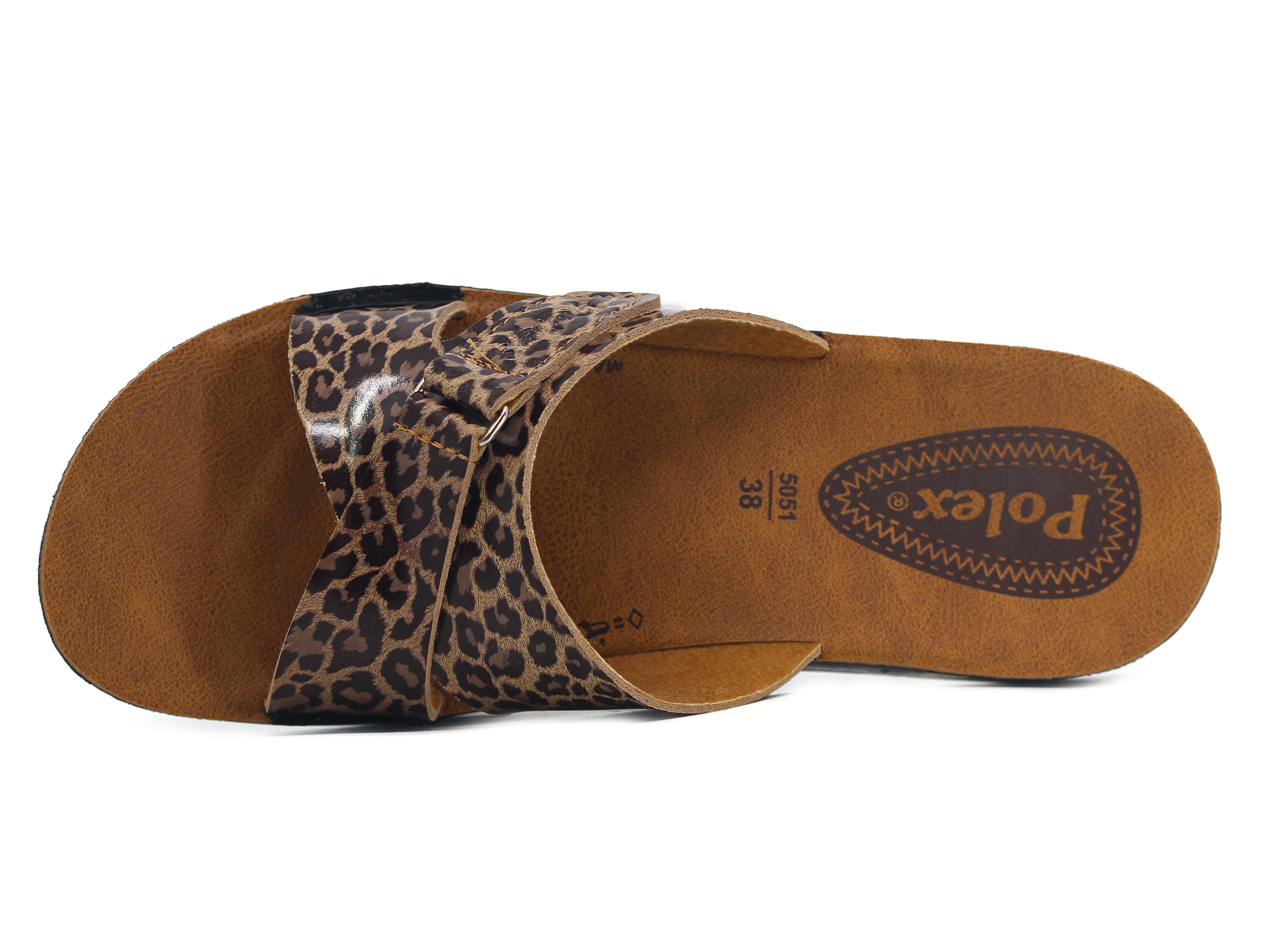 Polex Zenne 5052-C Çapraz Cırtlı Leopar Desen * Günlük Terlik - 2