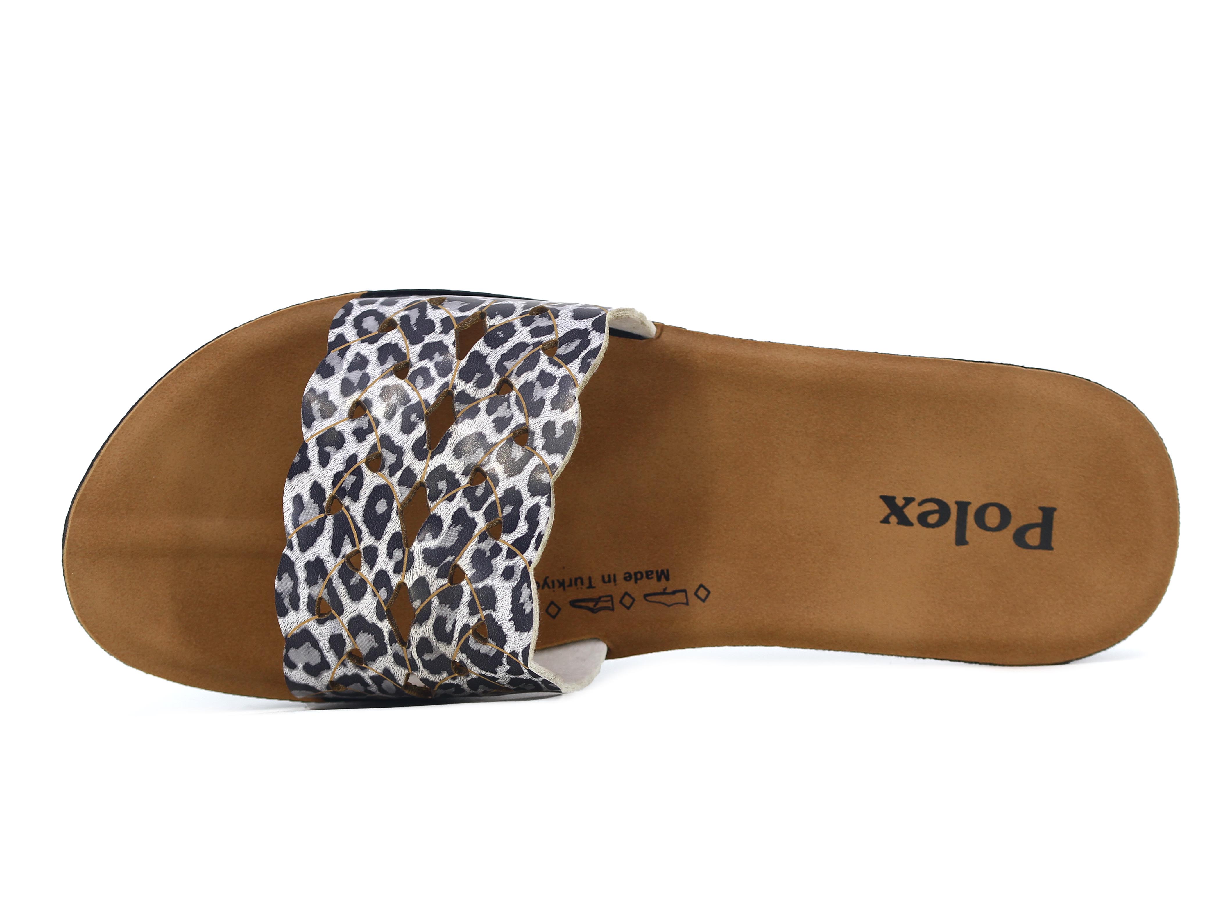 Polex Zenne 5306-C Leopar Örgü Lazerli Ekstra * Günlük Terlik - 2