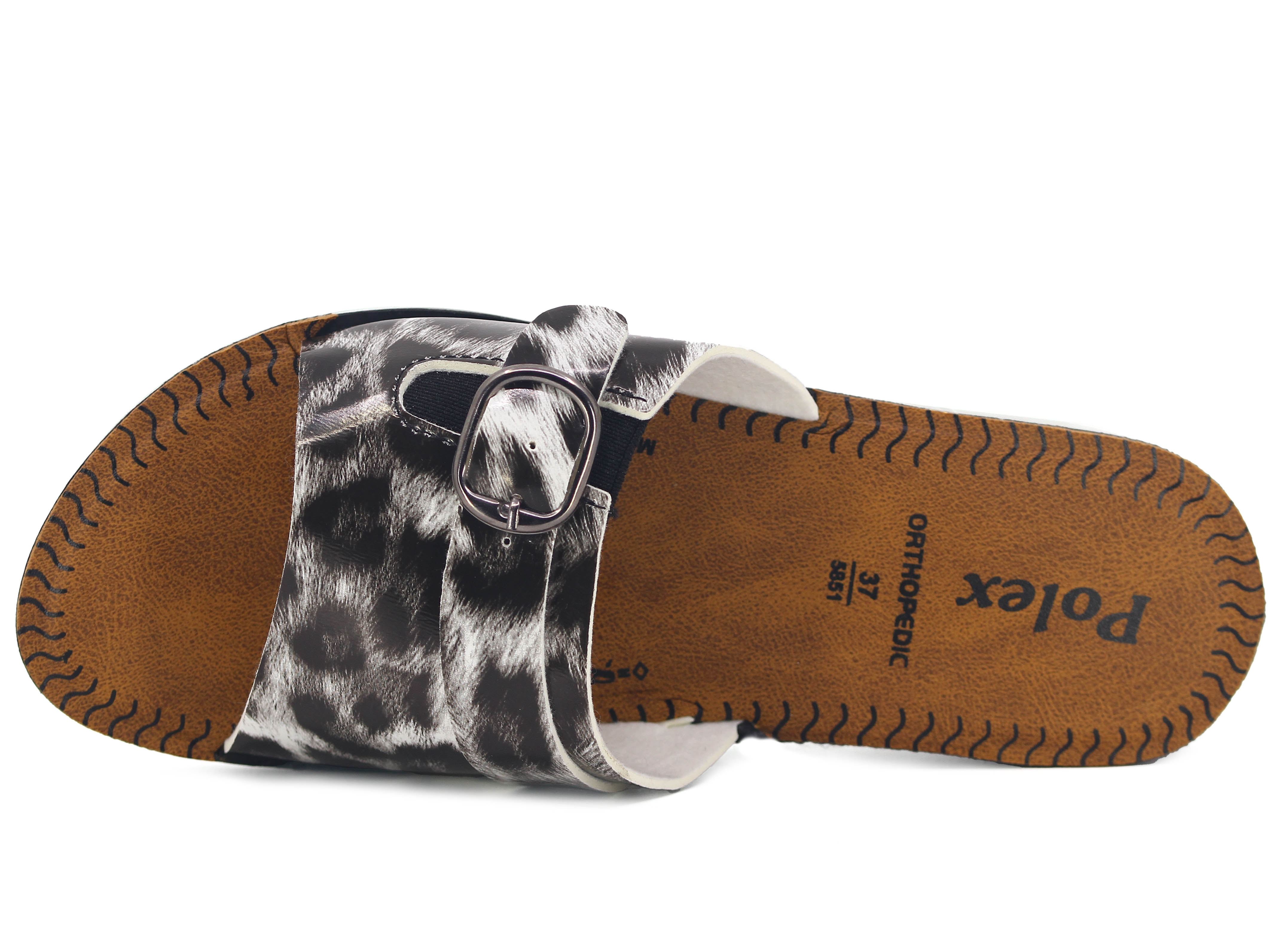 Polex Zenne 5859-C Leopar Desen Lastikli Tokalı Pedli * Günlük Terlik - 2