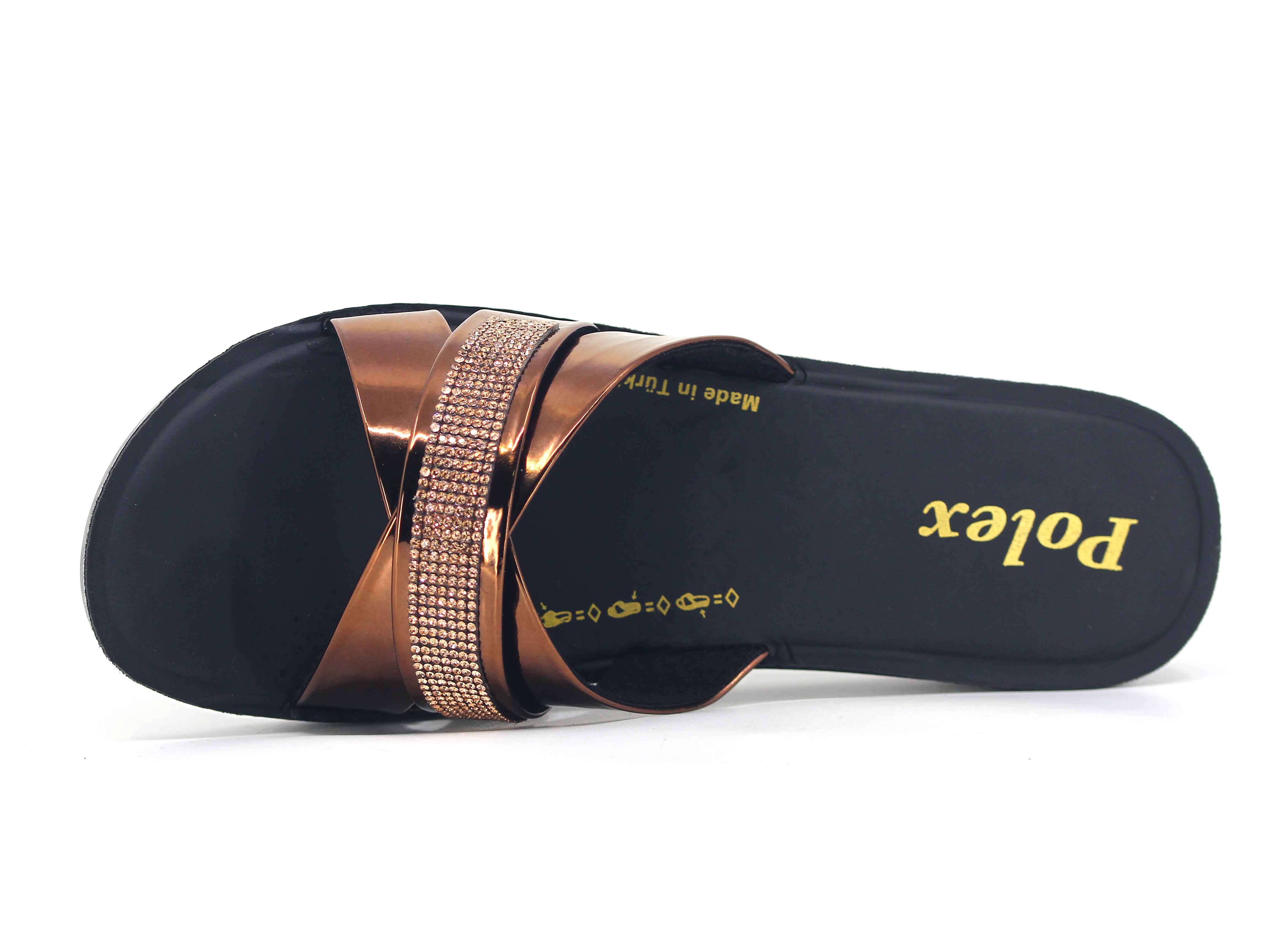 Polex Zenne Z310 Çapraz Taşlı Ayna Bantlı Günlük Terlik - 2