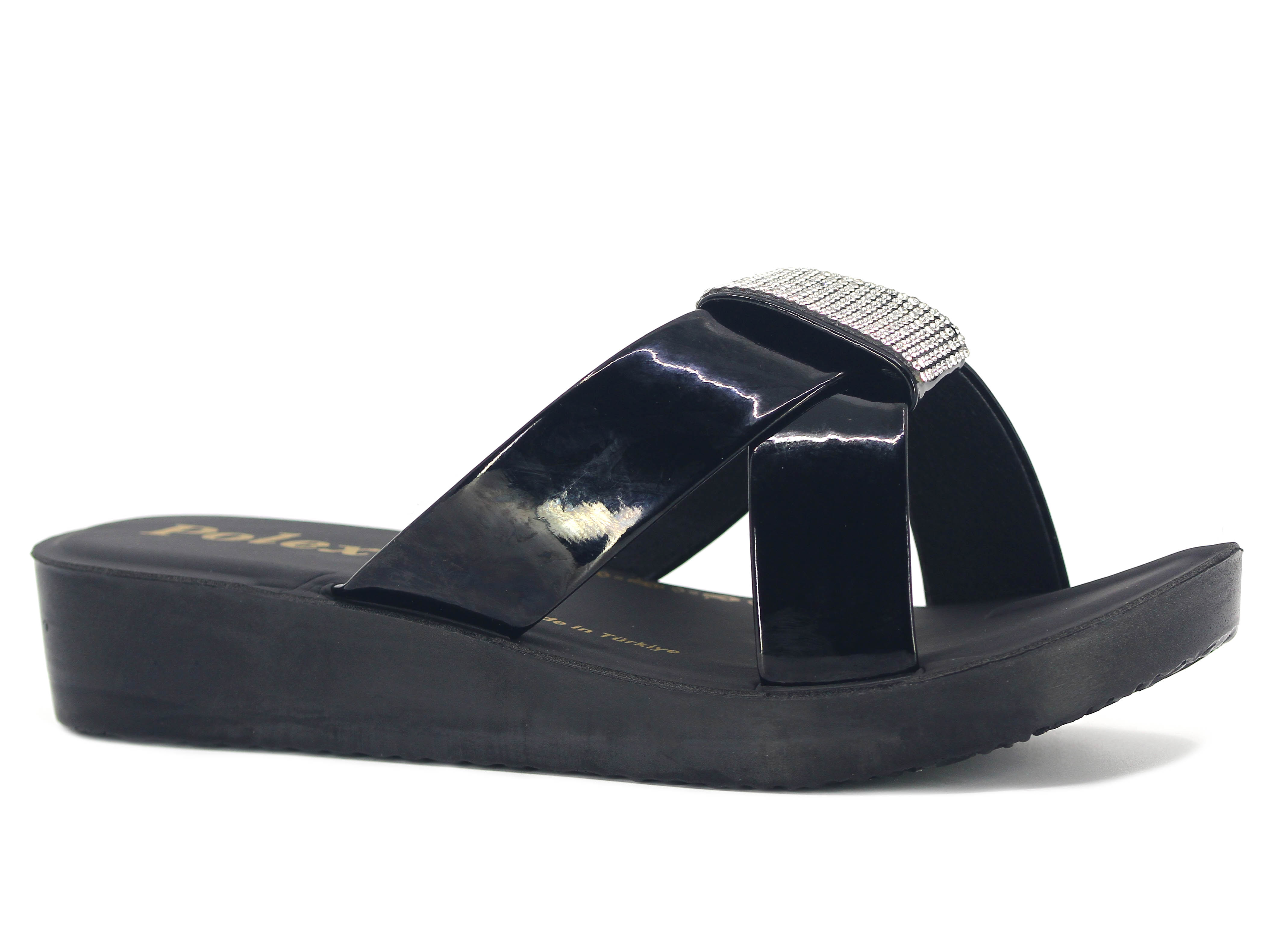 Polex Zenne Z311 Taşlı Ayna Bantlı Günlük Terlik - 1