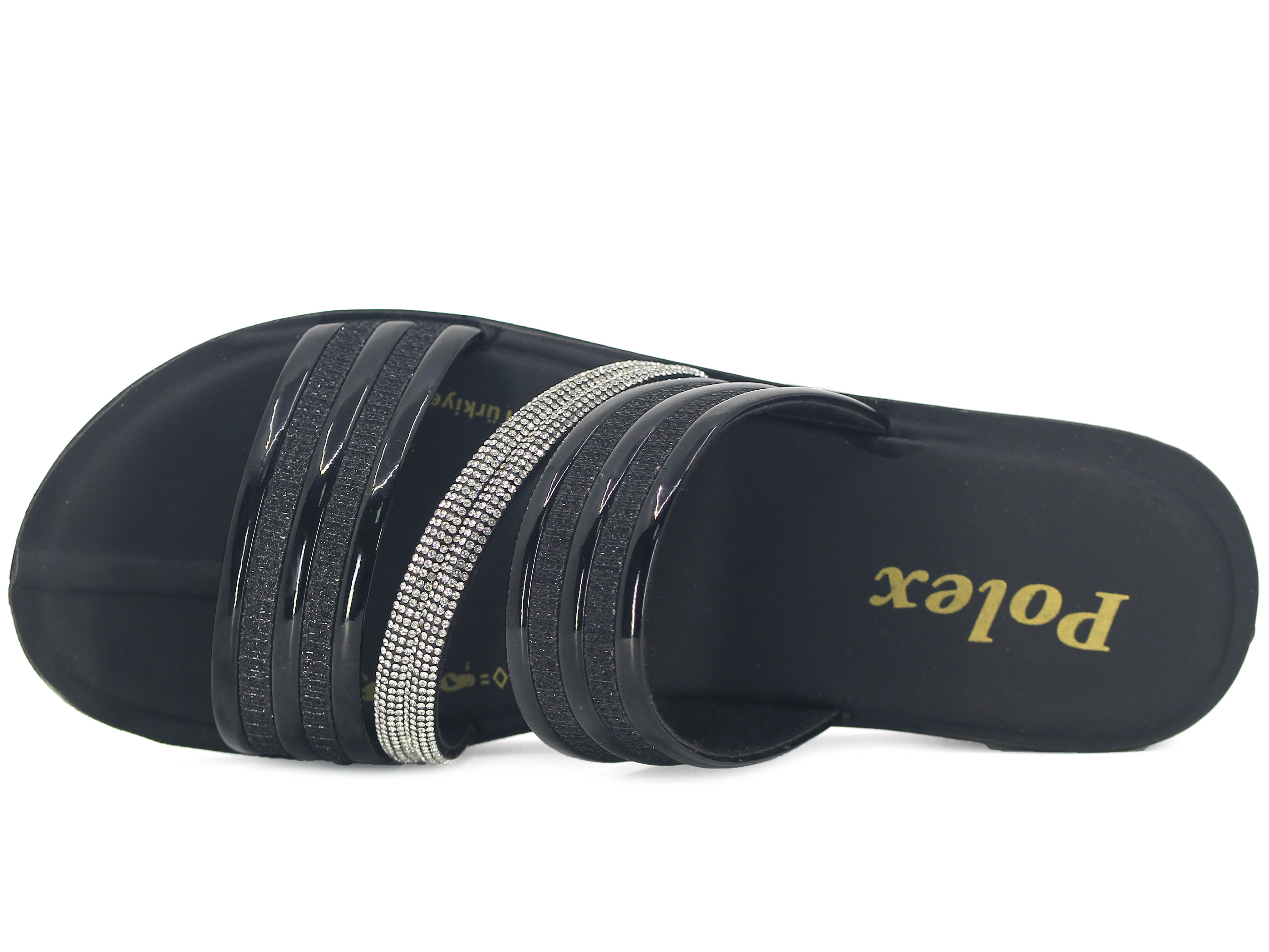Polex Zenne N502-Z488 Çift Bant Taşlı Simli Günlük Terlik - 2