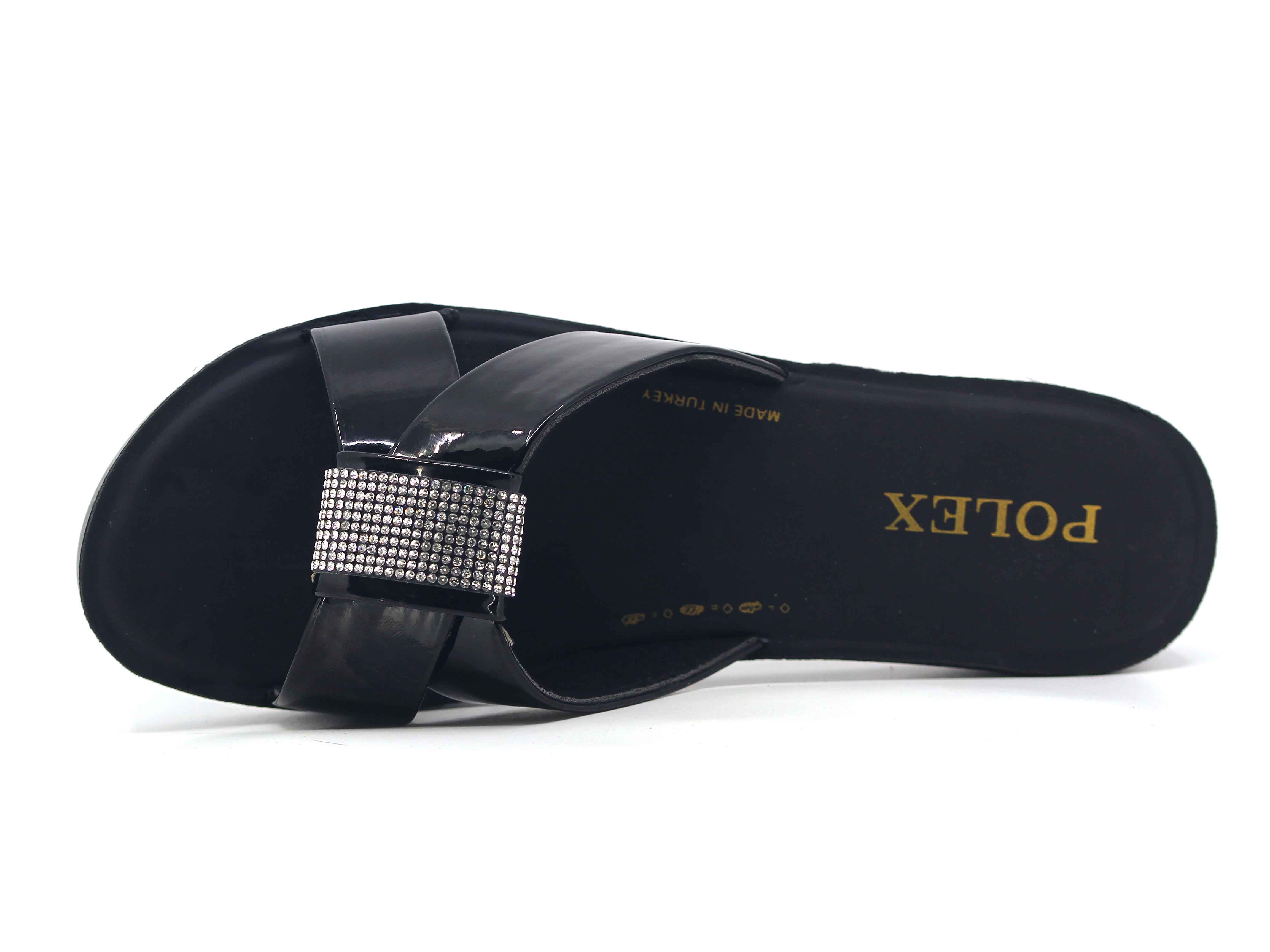 Polex Zenne 639 Çapraz Kare Taşlı Ayna Bantlı Günlük Terlik - 2