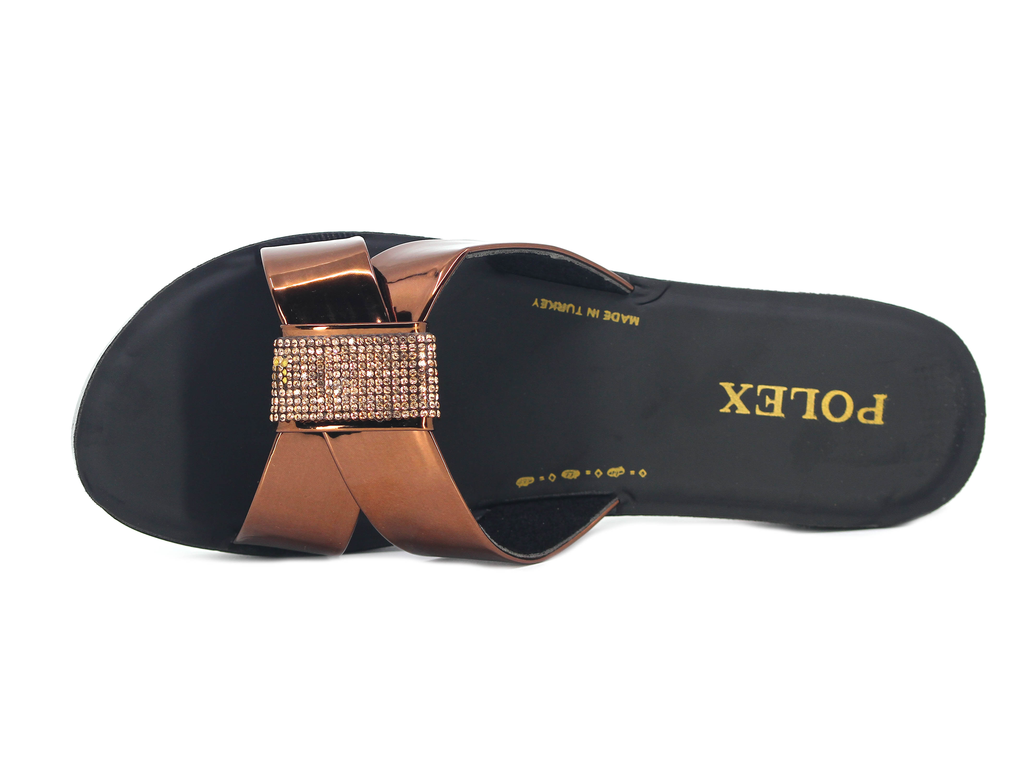 Polex Zenne 639 Çapraz Kare Taşlı Ayna Bantlı Günlük Terlik - 2