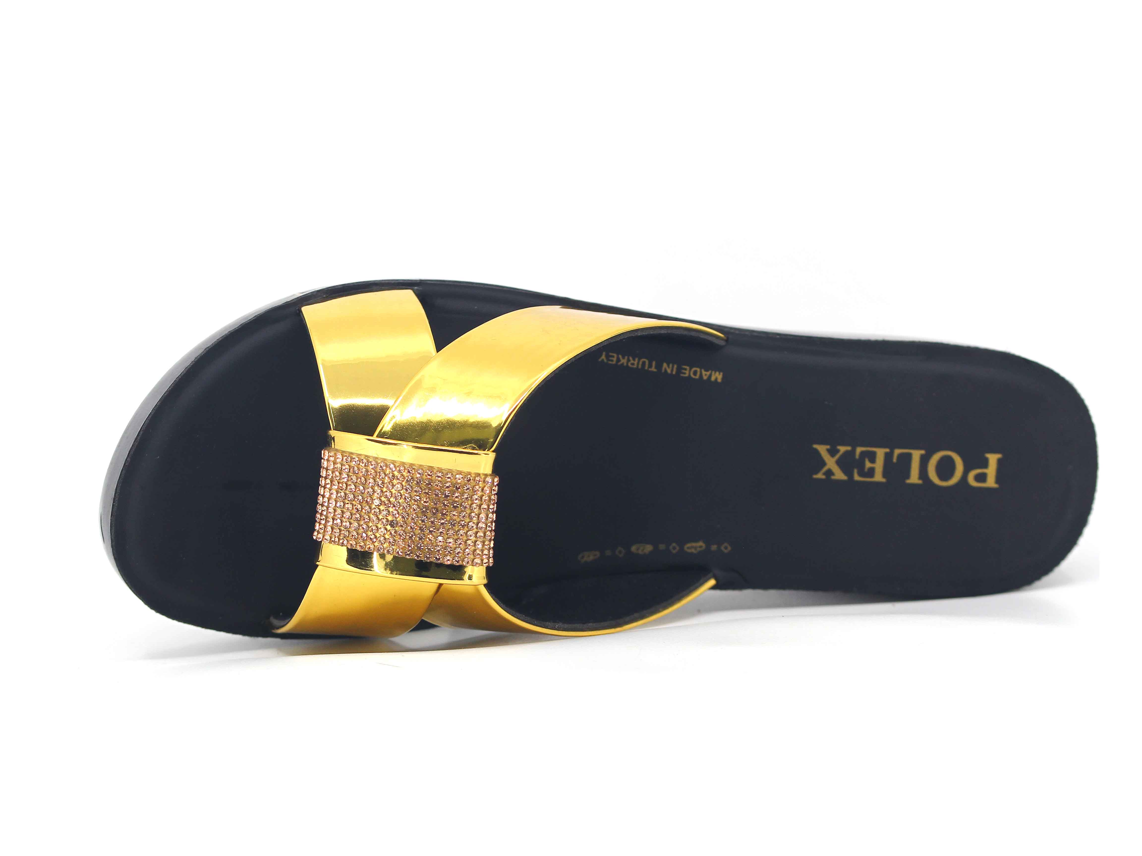 Polex Zenne 639 Çapraz Kare Taşlı Ayna Bantlı Günlük Terlik - 2