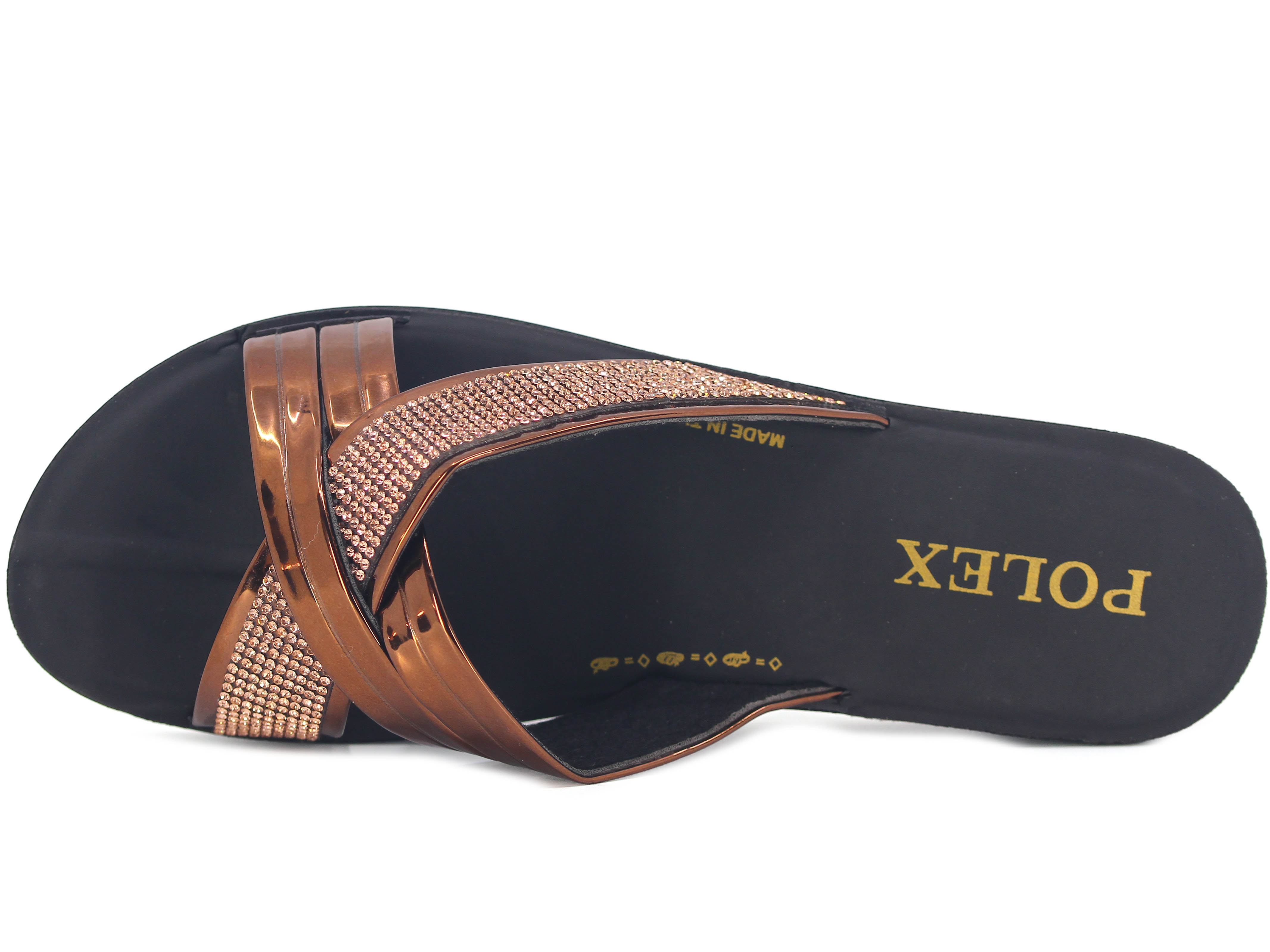Polex Zenne 640 Çapraz Geçmeli Taşlı Ayna Bantlı Günlük Terlik - 2