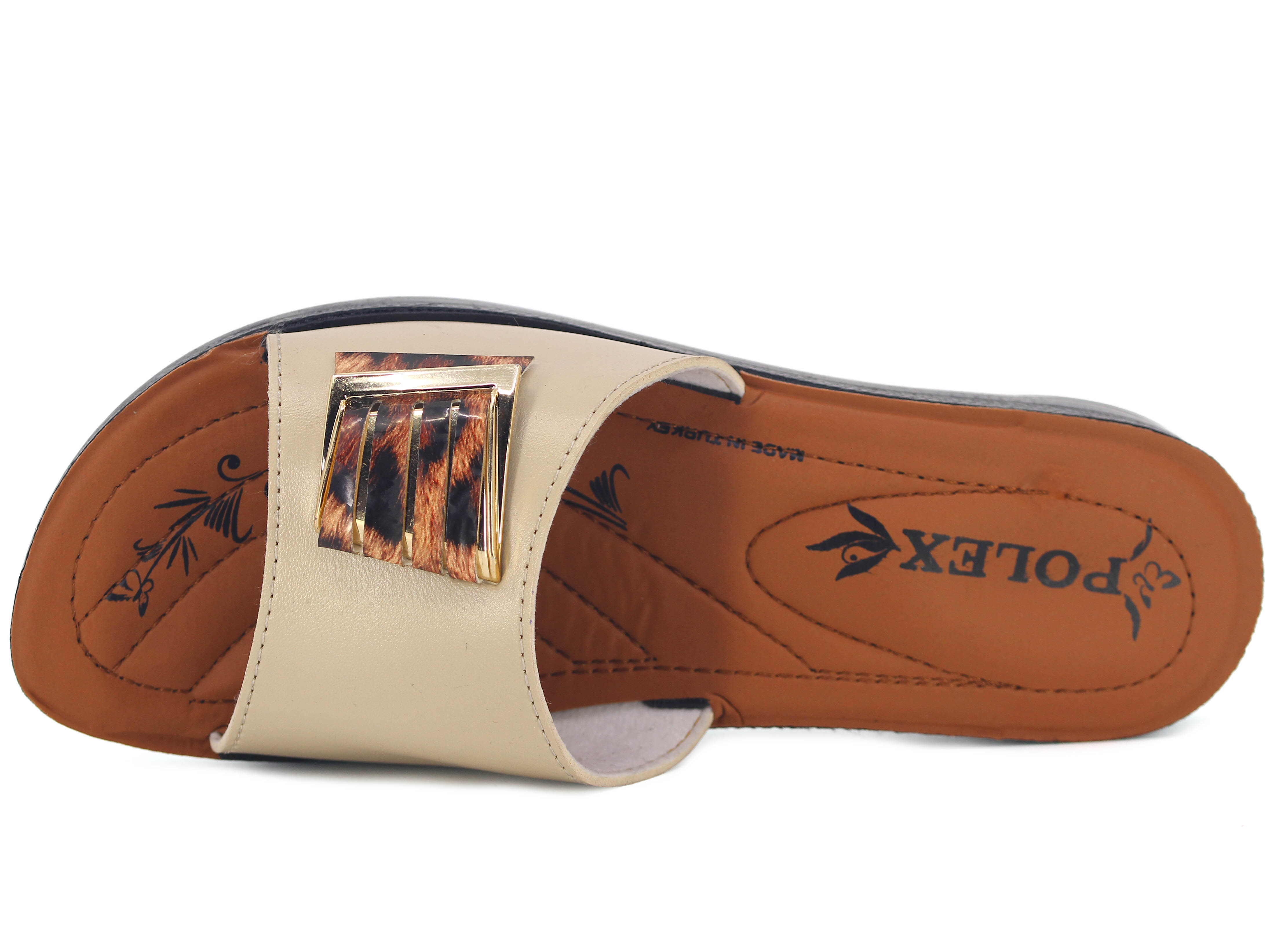 Polex Zenne 530 Leopar Desen Tokalı Pedli Günlük Terlik - 2