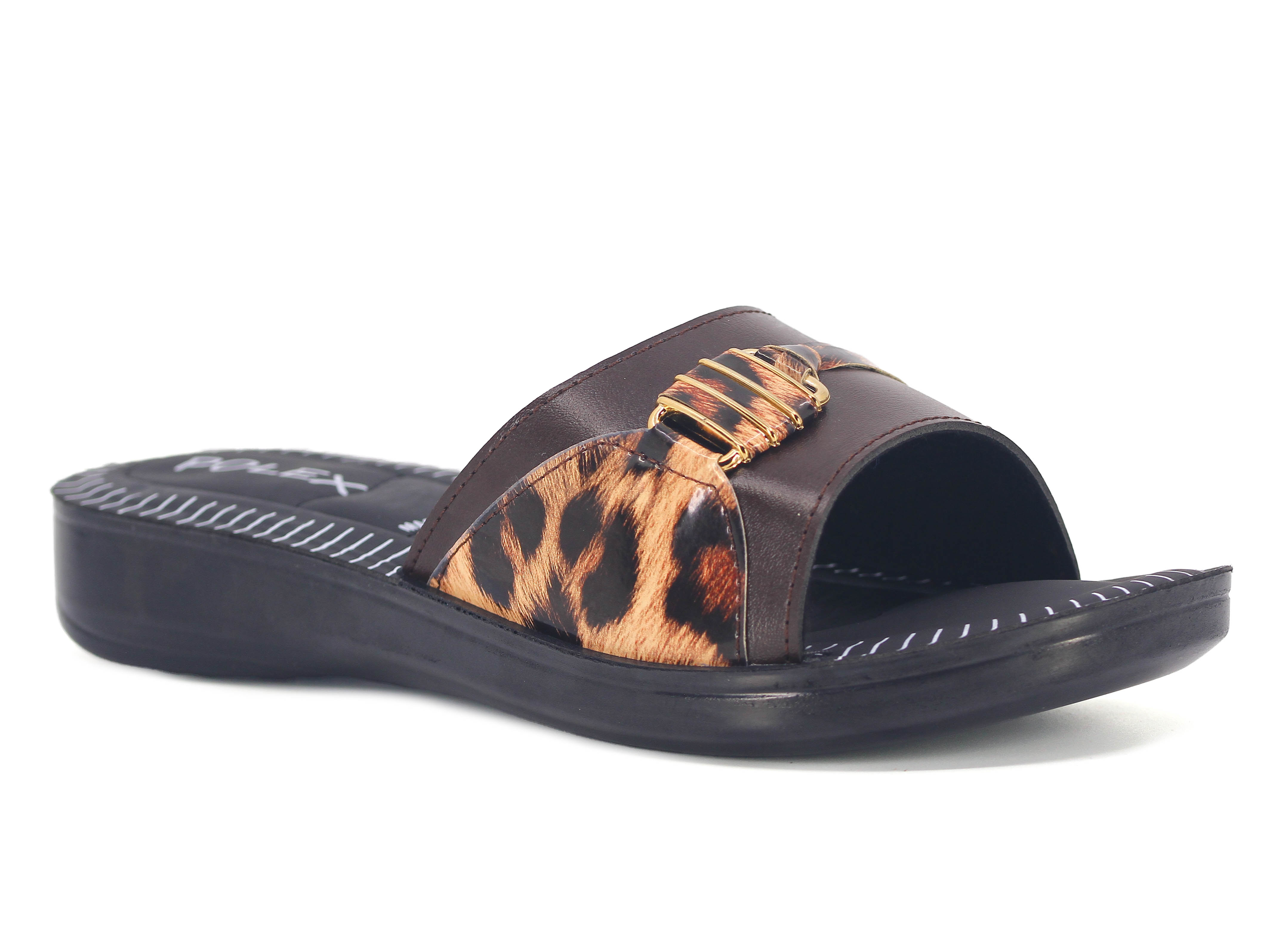 Polex Zenne 628 Leopar Desen Tokalı Pedli Günlük Terlik - 1