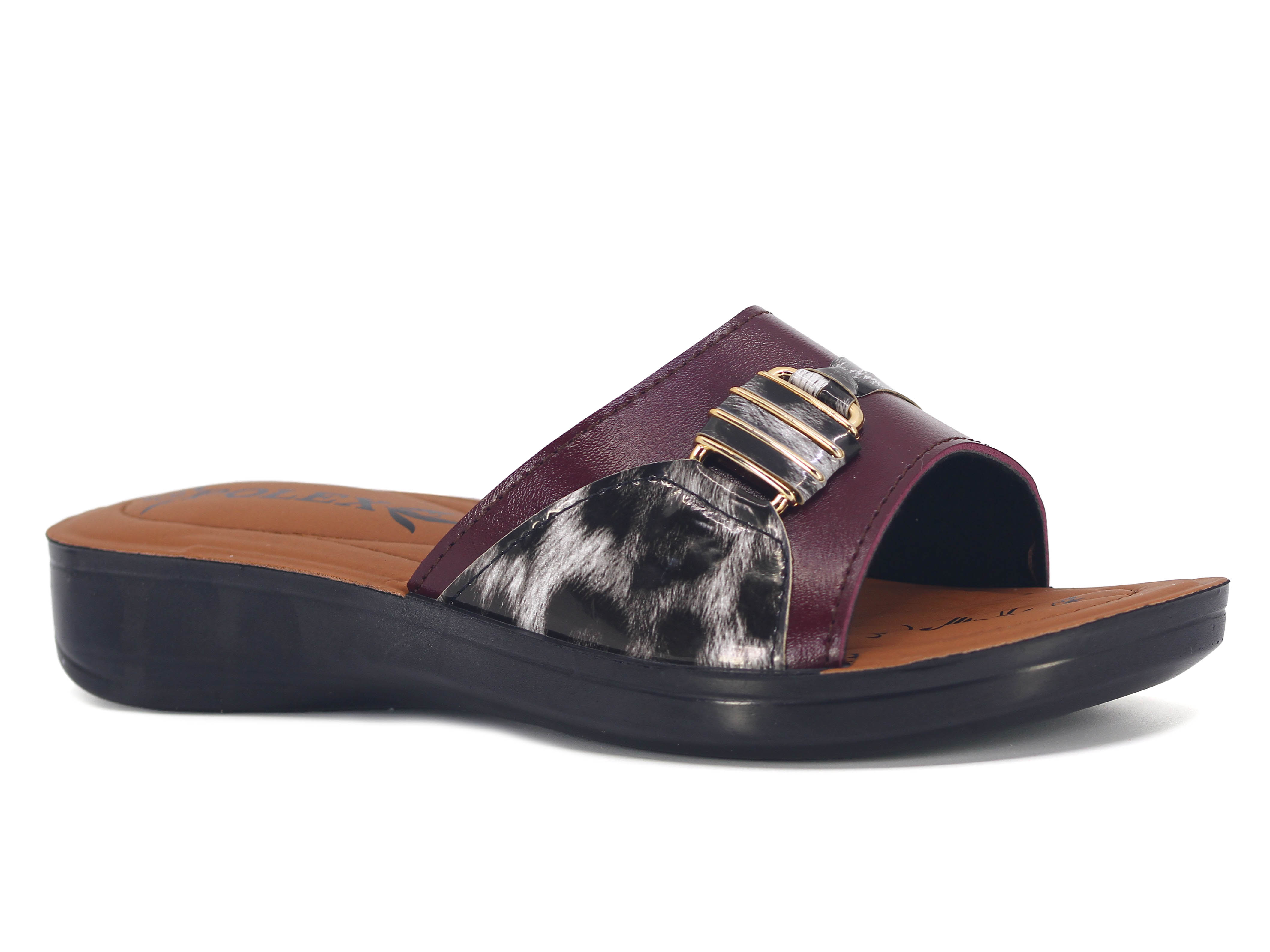 Polex Zenne 628 Leopar Desen Tokalı Pedli Günlük Terlik