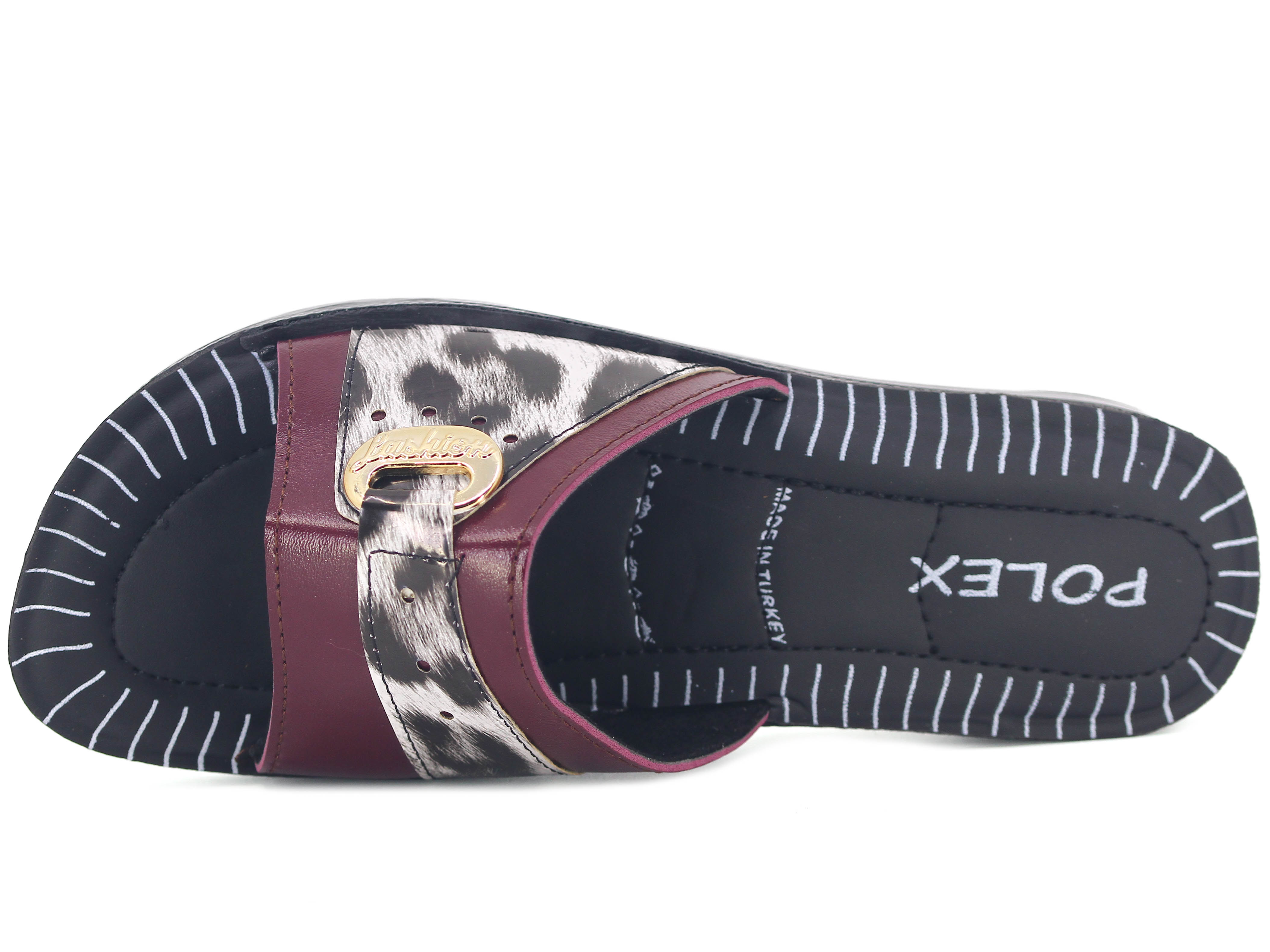 Polex Zenne 629 Leopar Desen Tokalı Pedli Desen Günlük Terlik - 2