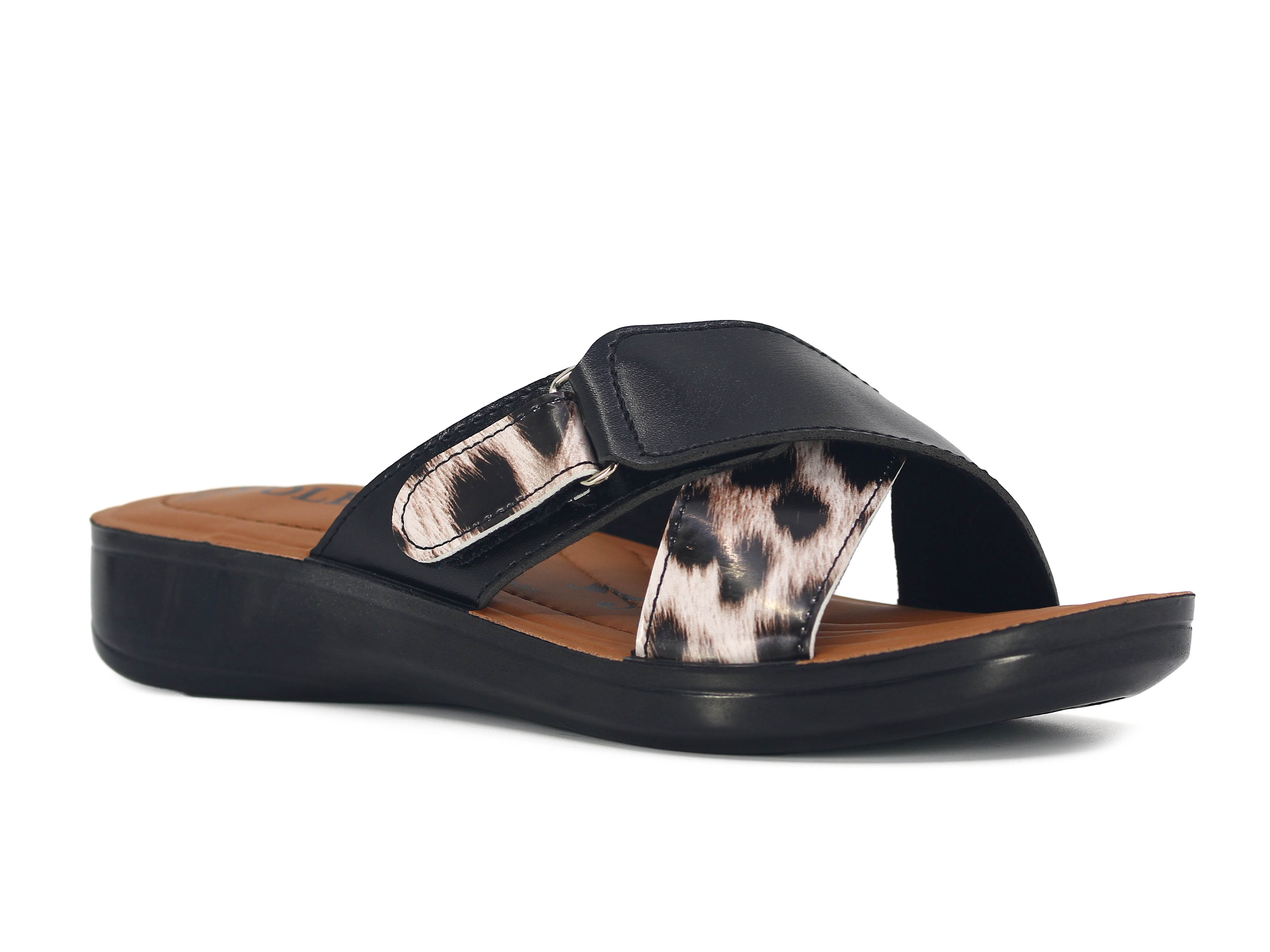 Polex Zenne 608 Leopar Desen Çapraz Cırtlı Pedli Günlük Terlik - 1
