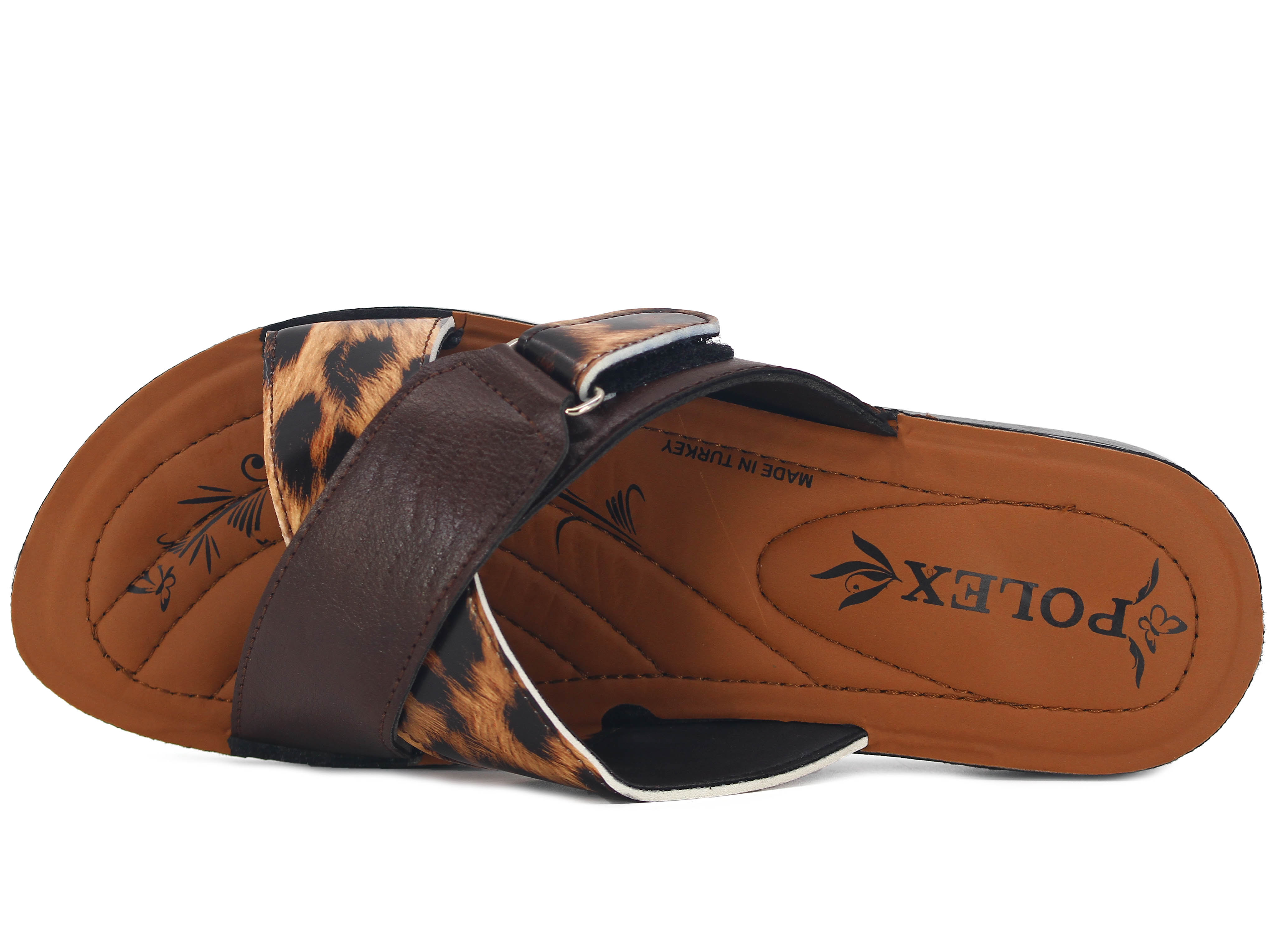 Polex Zenne 608 Leopar Desen Çapraz Cırtlı Pedli Günlük Terlik - 2