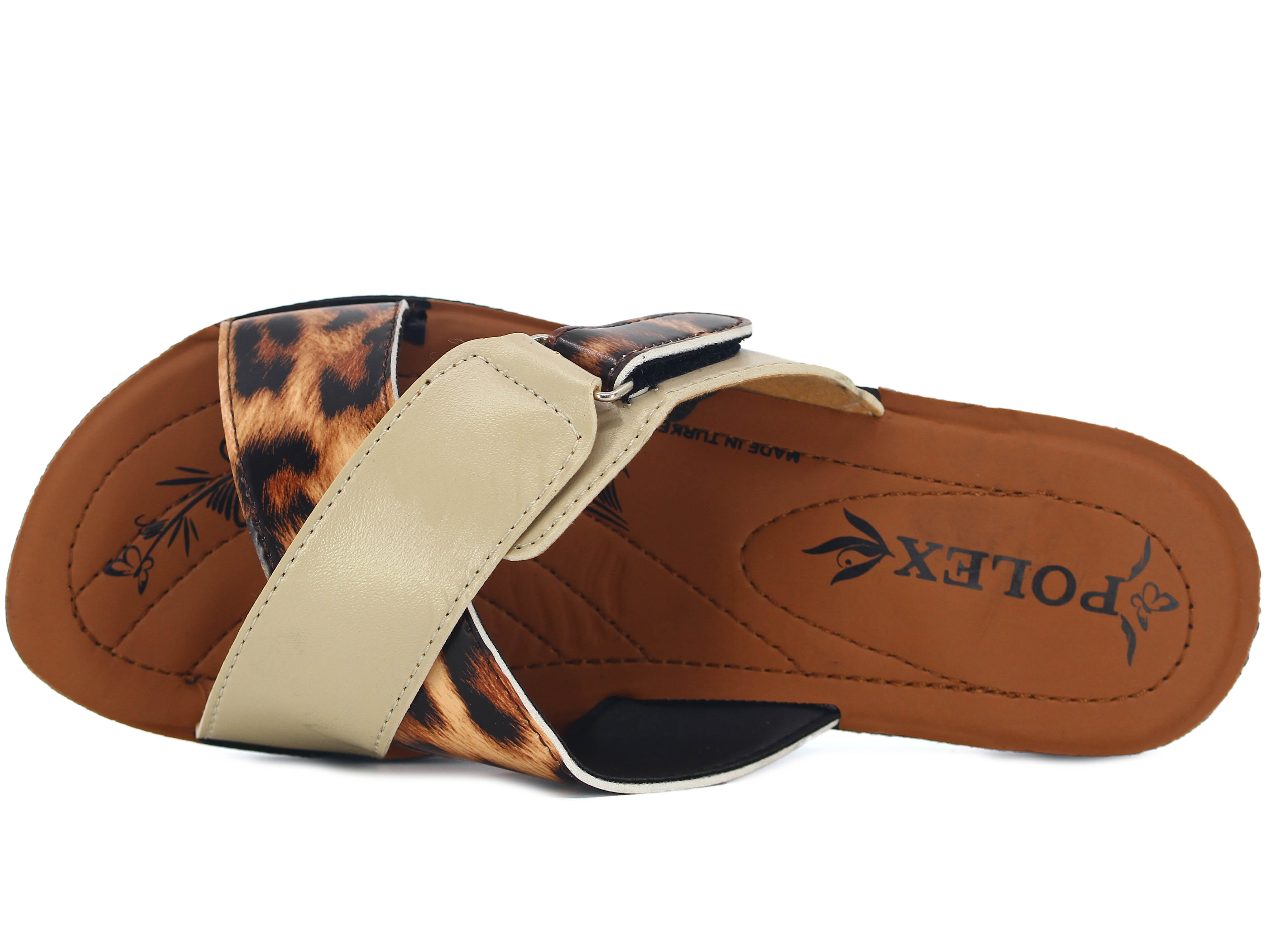 Polex Zenne 608 Leopar Desen Çapraz Cırtlı Pedli Günlük Terlik - 2